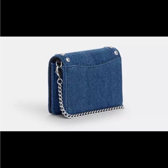 Coach Denim Mini Wallet On A Chain With Rivets - Picture 2 of 8